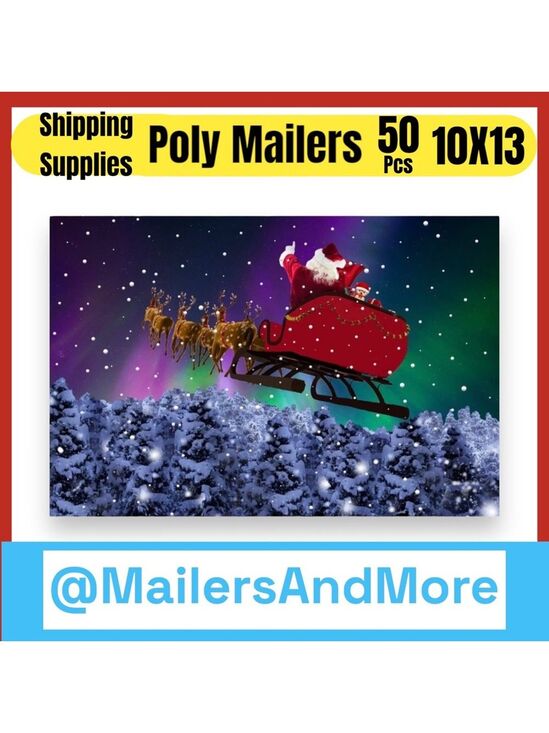 Other - 50 10X13 Poly Mailers Santa Aurora Borealis Christmas Envelopes PRICE IS FIRM